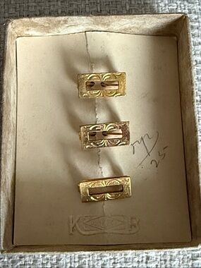 Antique Set of 3, Engraved Marked “Goldfront” Lingerie Pins 1910s